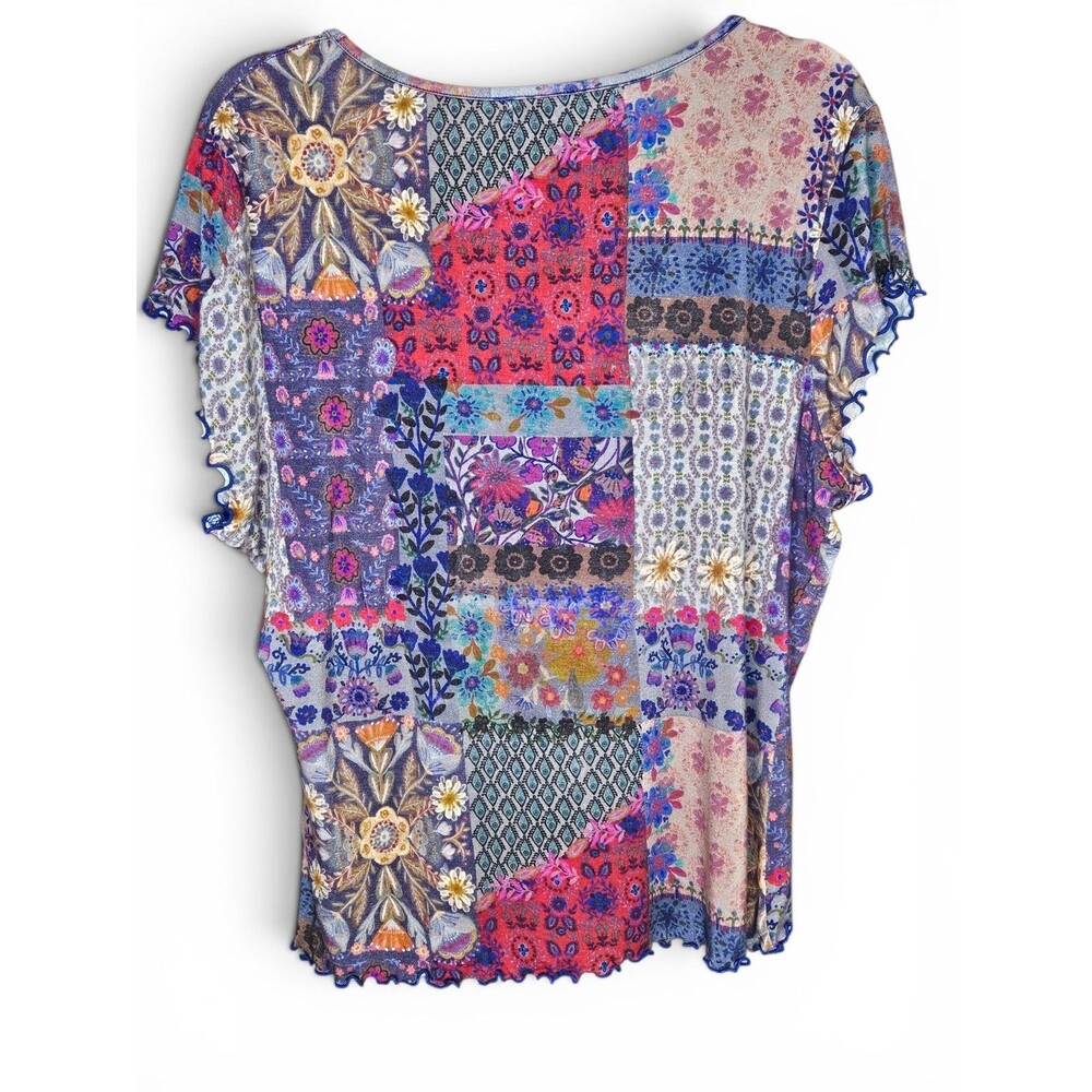 Natural Life Patchwork Top Womens XL Multicolor Stretch Boho - Picture 2 of 6